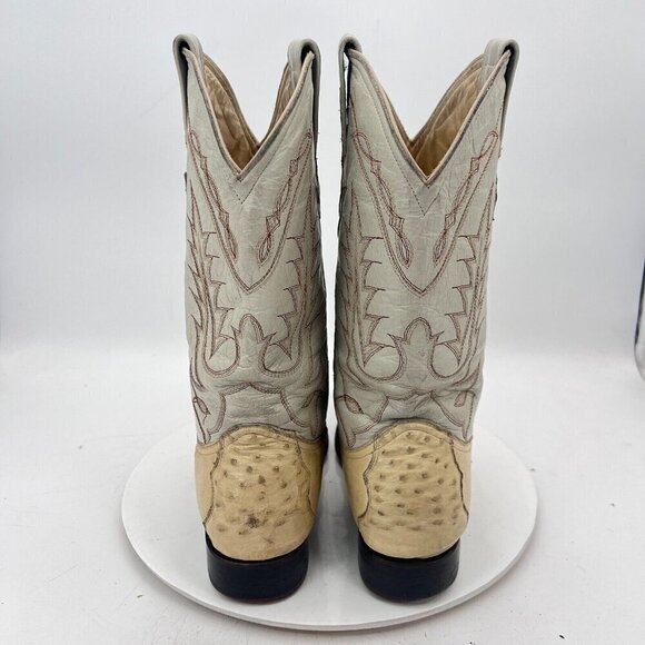 Yoncer Men Size 8 Cream White Leather Pointed Toe Pull On Western Cowboy Boot - Picture 6 of 14